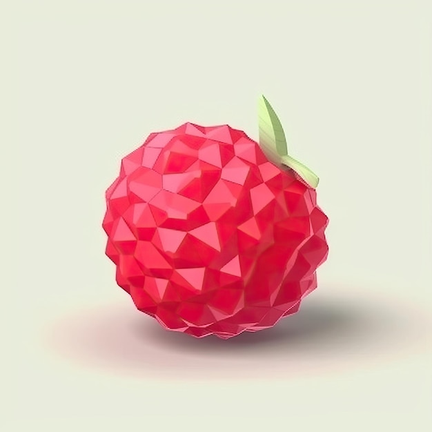Low poly raspberry illustration smooth surface white background hd photo isolated white background p