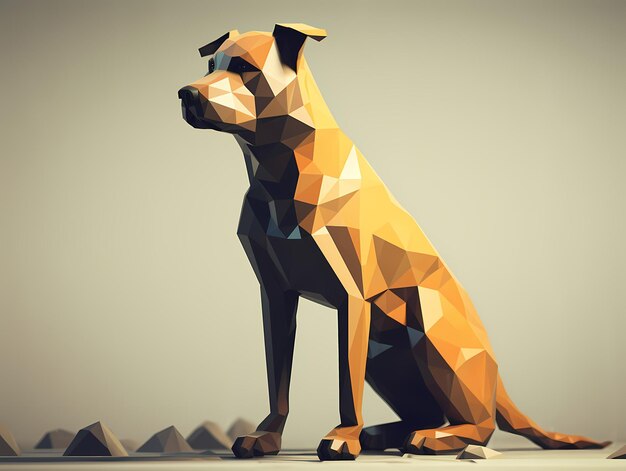 Photo low poly style dog on grey background ai generated