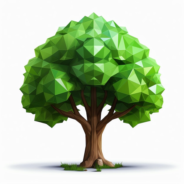 Photo a low poly tree with green leaves