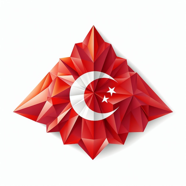 Low Poly Turkish Flag on a Blank White Canvas