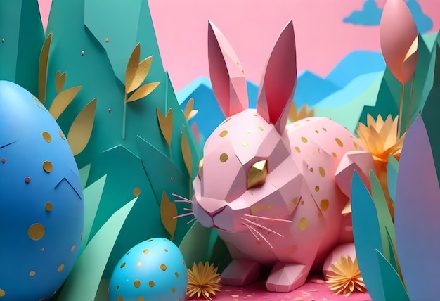 Photo low poly waster bunny