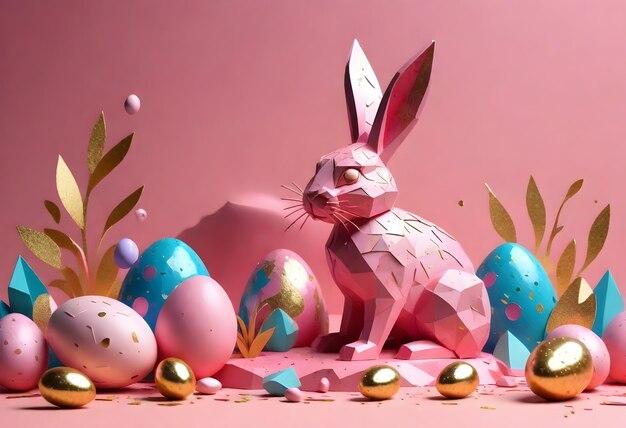 Photo low poly waster bunny