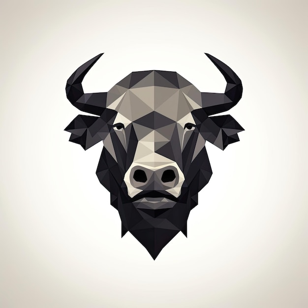 Photo a low polygon style head of a buffalo.