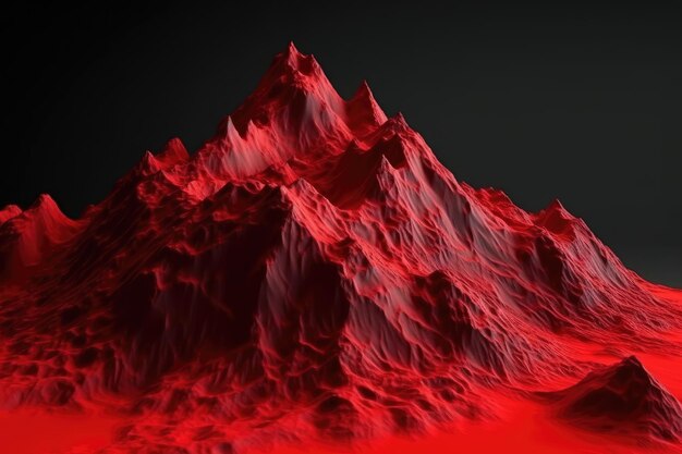 Low polygon topographic mountain red generative ai