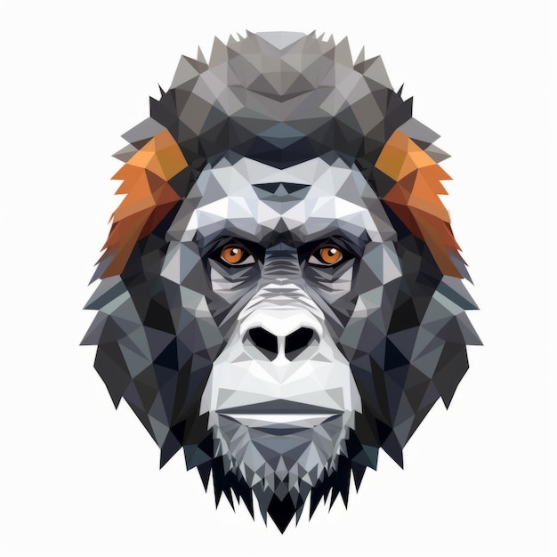 Low polygonal gorilla head vector illustration in conceptual art