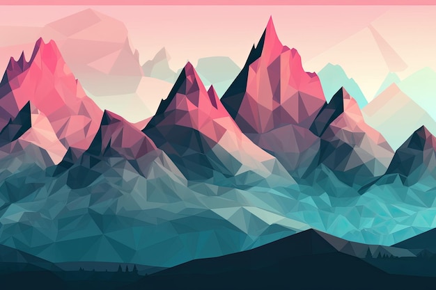 Low polygonal mountain landscape Generative AI