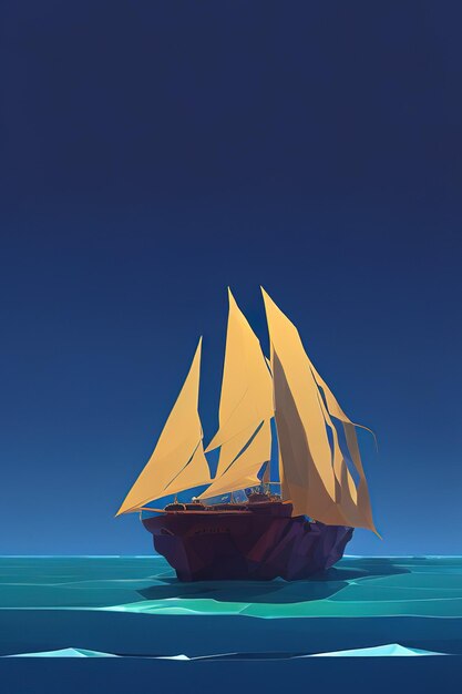 Low polyhuge ship in the ocean night scene Ai generated