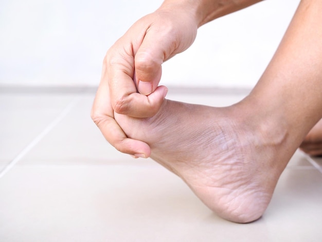 Low section of man on flooring