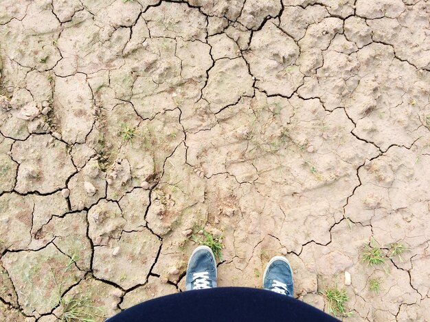 Foto sezione bassa dell'uomo in piedi sul campo