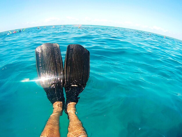 写真 海で泳ぐ人の下部