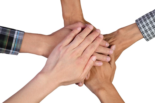 low section of people against sky over white background