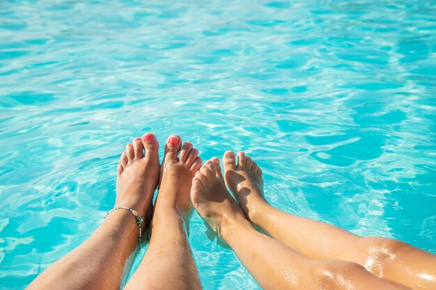 Low section of people in swimming pool