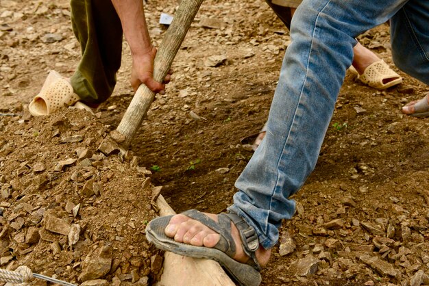 Foto sezione inferiore delle persone che lavorano sul campo