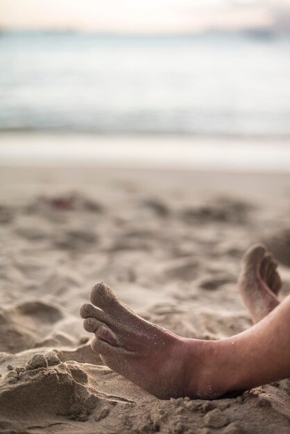 Low section of person at beach