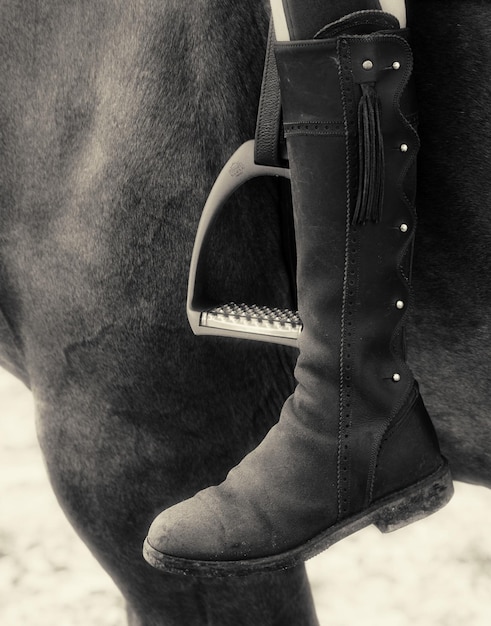 Foto sezione bassa di una persona a cavallo