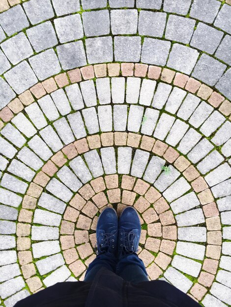 Foto sezione bassa di una persona in piedi per strada