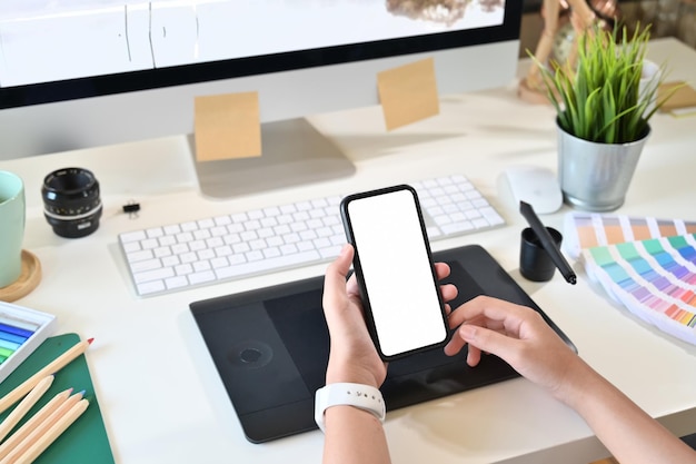 Low section of person working on table