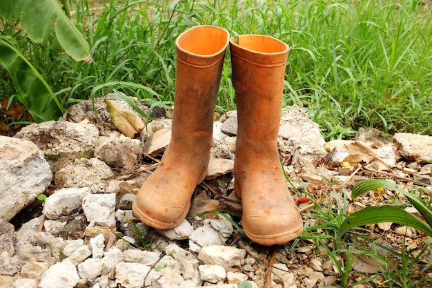 Foto sezione bassa delle scarpe a terra