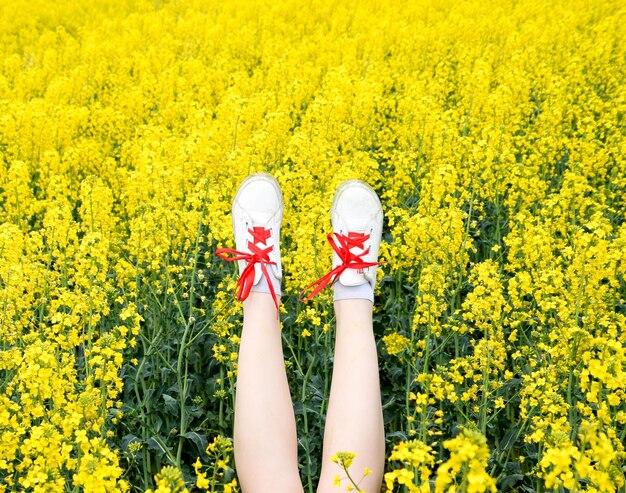 Low section of woman amidst plants