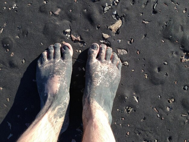 Low section of woman standing on beach