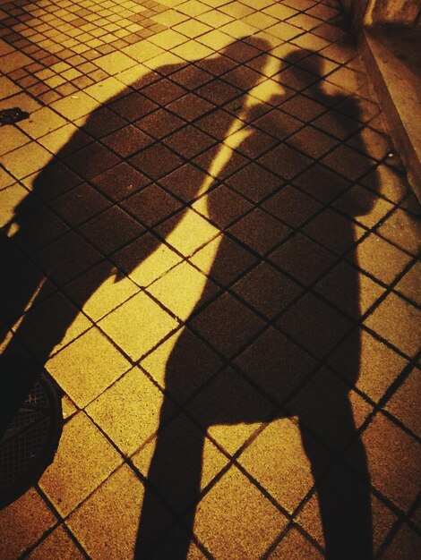 Low section of woman standing on shadow