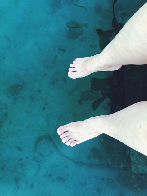 Low section of woman swimming in pool