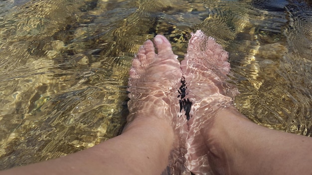 Low section of woman in water