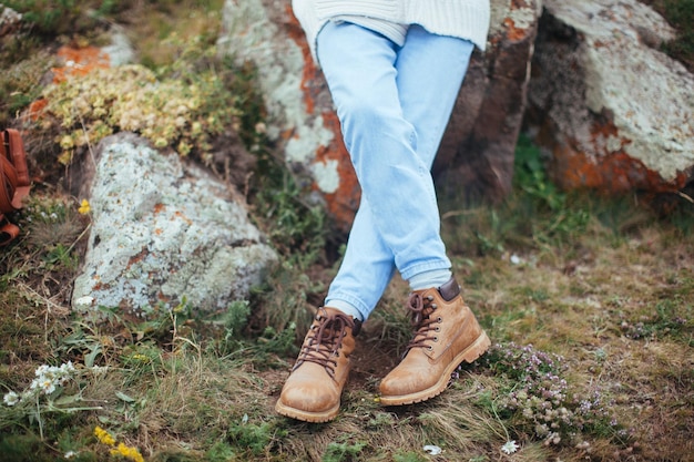 low section of woman wearing boots