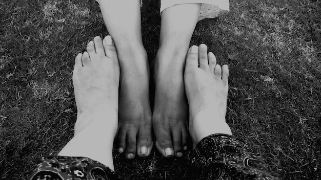 Low section of women relaxing on field