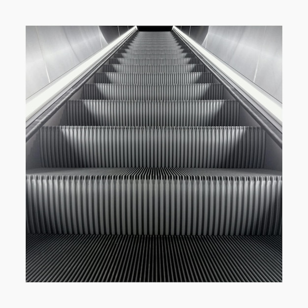 Lowe angle view of empty escalator