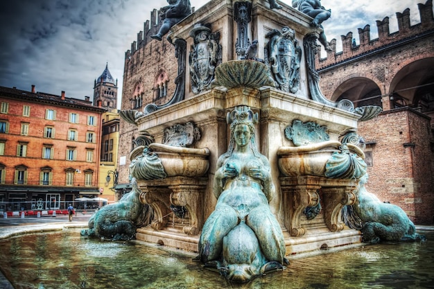 Lower part of Triton statue in Bologna Italy