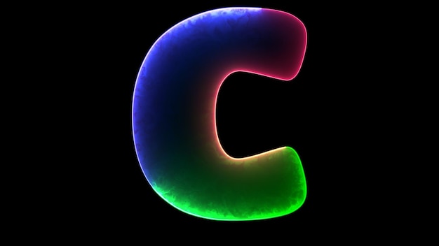 lowing looping letter c alphabet neon effect black background