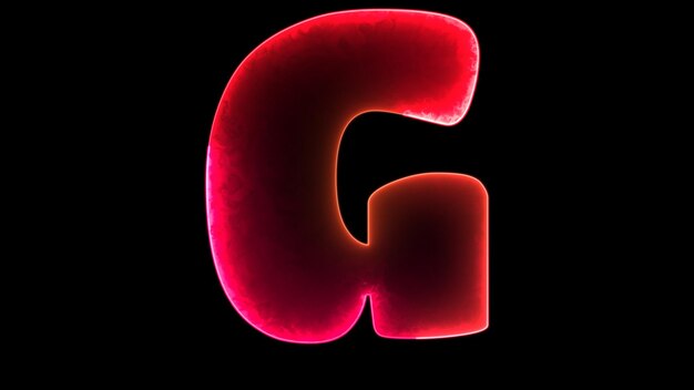 lowing looping letter G alphabet neon effect black background