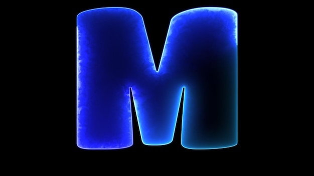 lowing looping letter M alfabet neon effect zwarte achtergrond