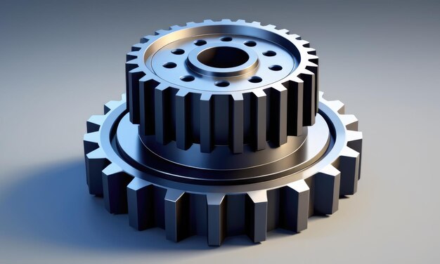 a lowpoly design of machine gears showcasing intricate details with polygonal elements