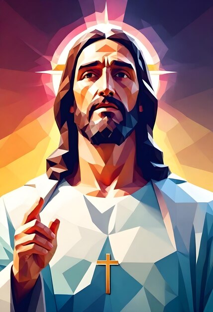 Photo lowpoly geometric style art of jesus christ