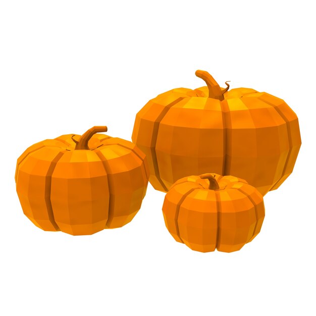 Lowpoly pumpkins 3d render