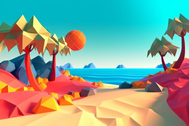 LowPoly Summer Beachscape