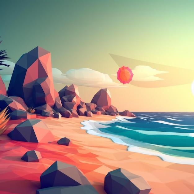 Photo lowpoly summer beachscape