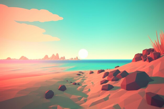 Lowpoly summer beachscape