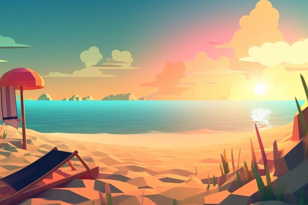 LowPoly Summer Beachscape