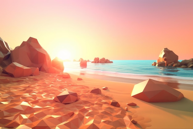 Foto lowpoly summer beachscape