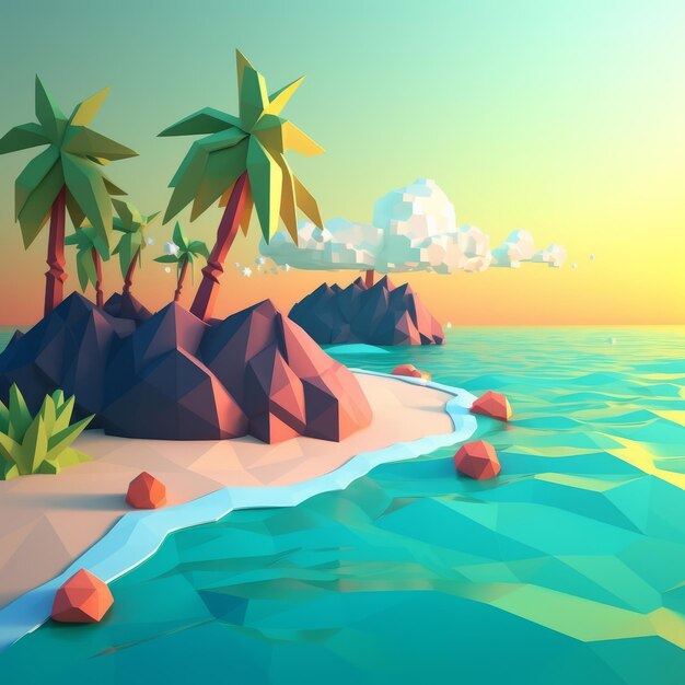 LowPoly Summer Beachscape