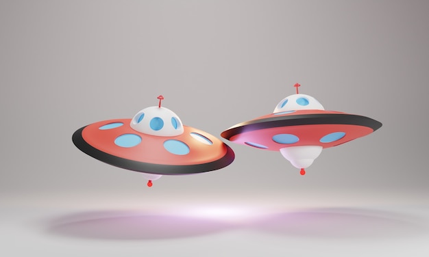 Lowpoly twee ufo rendering 3D-ontwerp