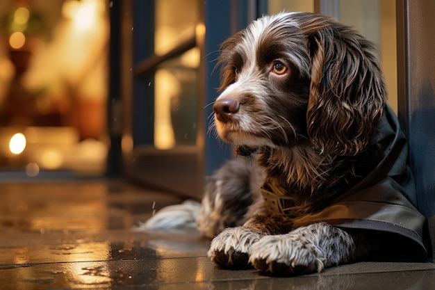 Loyal Dog Waiting Patiently by Front Door