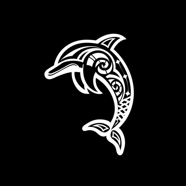 Loyal Dolphin Clan Logo With Dolphin Fin and Greek Tribal Pa Creative Logo Design Tattoo Outline