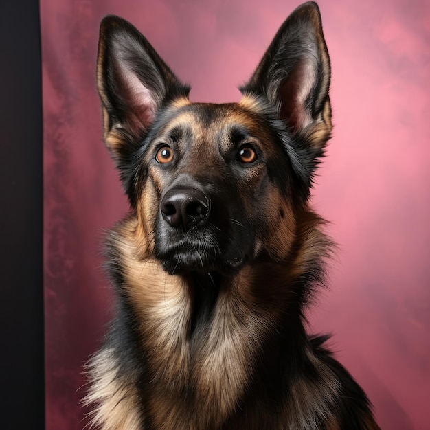 Photo loyal german shepherd guarding a homey pastel backdrop