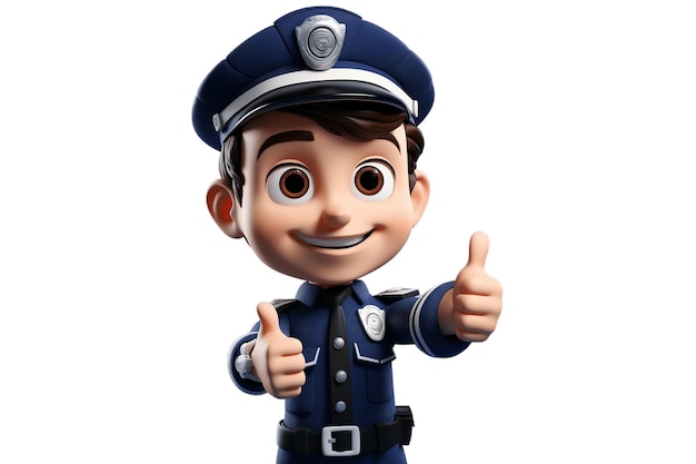Верный полицейский 3D персонаж мультфильма на прозрачном фоне AI