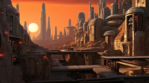 LSD-geïnspireerd Star Wars Coruscant Cityscape