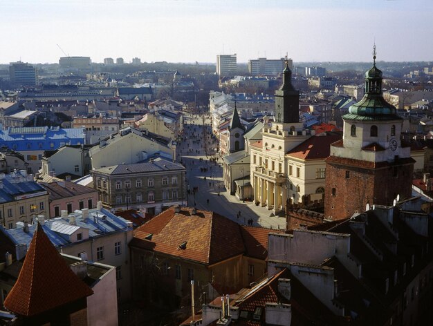 Lublin stadsbeeld tegen de lucht